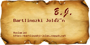 Bartlinszki Jolán névjegykártya