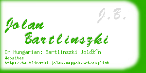 jolan bartlinszki business card